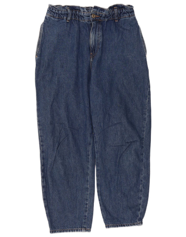 Zara Damen Crop High Waist Tapered Jeans EU 40 Medium W30 L25 Blaue Baumwolle