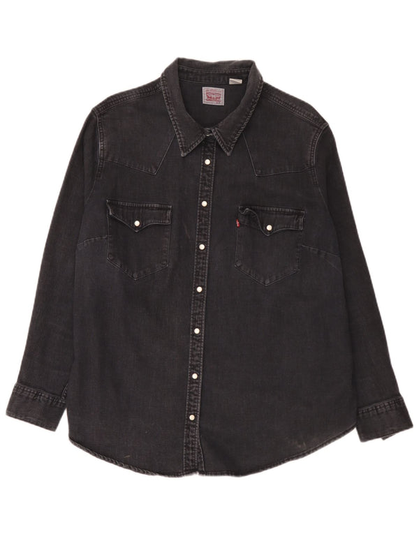 Levi's Damen Jeanshemd UK 20 2XL Schwarz Baumwolle