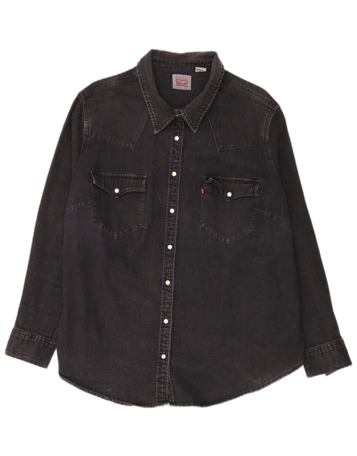 Levi's Damen Jeanshemd UK 20 2XL Schwarz Baumwolle