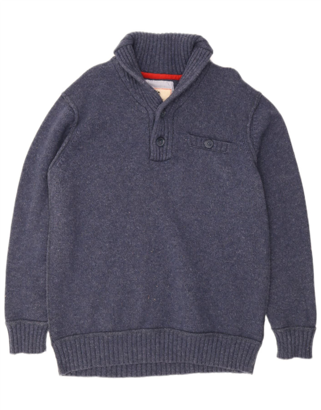 Fat Face Herren-Pullover mit Schalkragen, 2XL, marineblaue Lammwolle