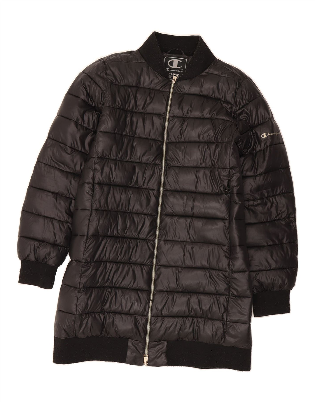 CHAMPION Womens Padded Coat UK 14 Medium Black Polyamide Vintage Champion and Second-Hand Champion from Messina Hembry 