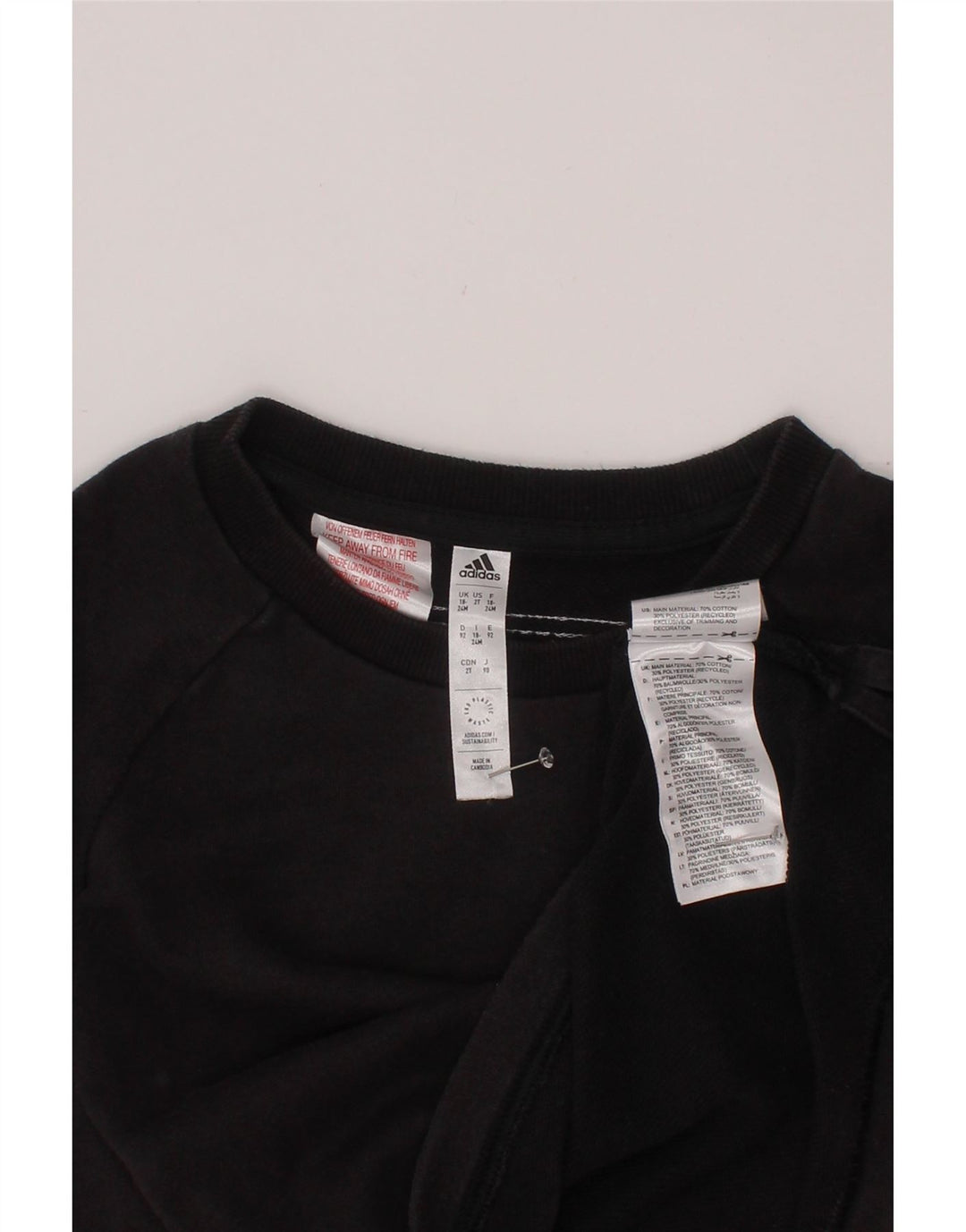 ADIDAS Baby-Jungen-Sweatshirt-Pullover, 18–24 Monate, schwarze Baumwolle