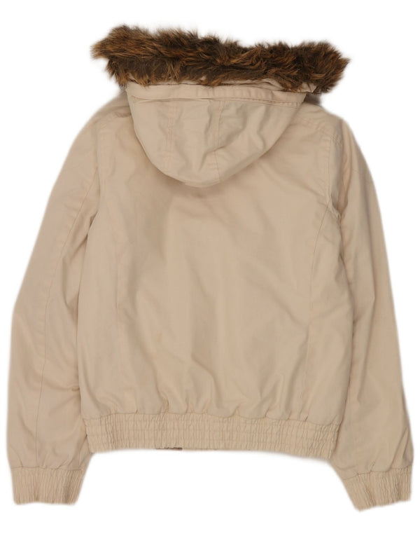 Puma Damen Bomberjacke mit Kapuze UK 6 XS Off White