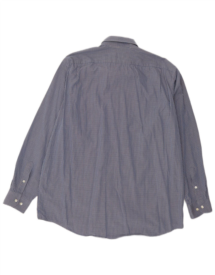 Lacoste Herrenhemd, Größe 41, große blaue Gingham-Baumwolle