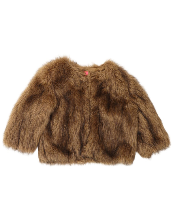 MONSOON Damen-Bolero-Jacke mit 3/4-Ärmeln aus Kunstpelz, UK 12, Mittelbeige