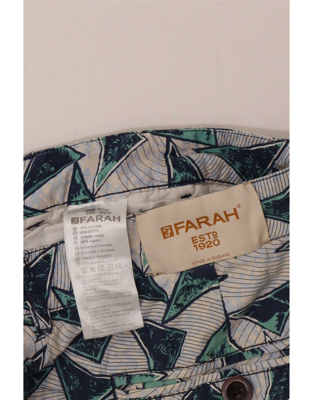 Farah Herren-Chinoshorts W32, mittelgroß, mehrfarbig, geometrisch, Baumwolle