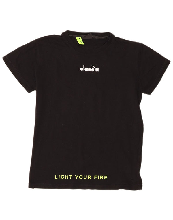 Diadora T-Shirt mit Grafik für Jungen, 13–14 Jahre, schwarze Baumwolle