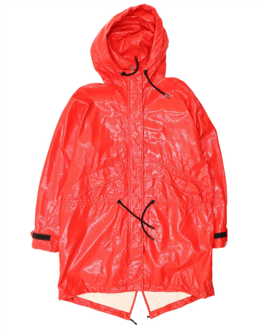 Zara Damen-Regenjacke mit Kapuze, UK 10, Größe S, Rot, Polyethylen