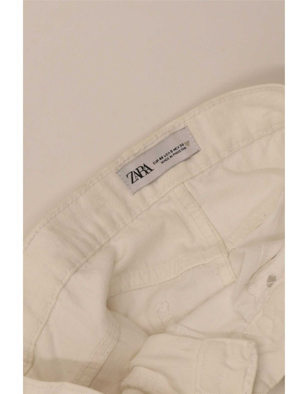 Zara Damen-Jeans mit weitem Bein, EU 40, Mittel W30 L32, Weiß