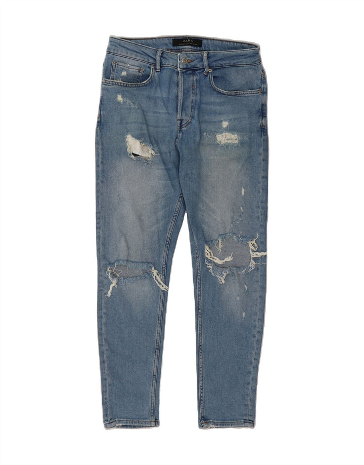 ZARA Mens Distressed Slim Jeans W31 L27 Blue Cotton Vintage Zara and Second-Hand Zara from Messina Hembry 