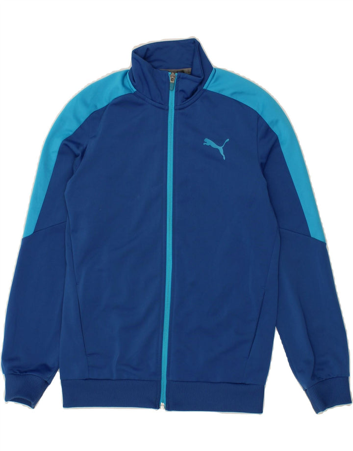 PUMA Boys Tracksuit Top Jacket 11-12 Years Large Blue Colourblock Vintage Puma and Second-Hand Puma from Messina Hembry 
