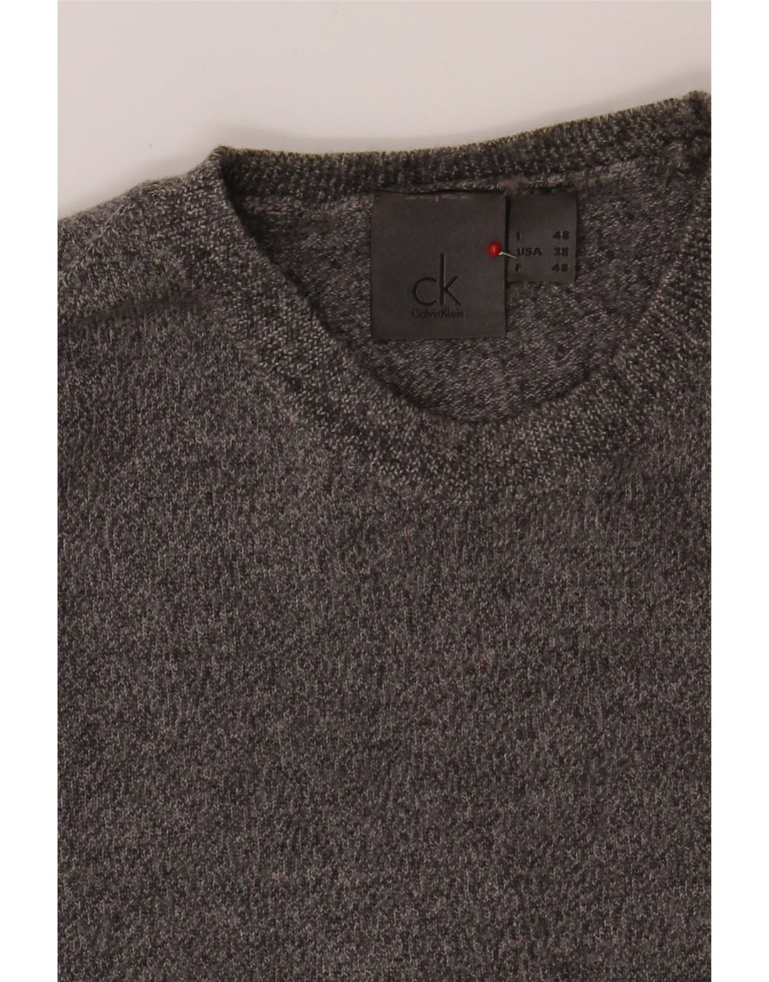CALVIN KLEIN Mens Crew Neck Jumper Sweater IT 48 Medium Grey Colourblock Vintage Calvin Klein and Second-Hand Calvin Klein from Messina Hembry 