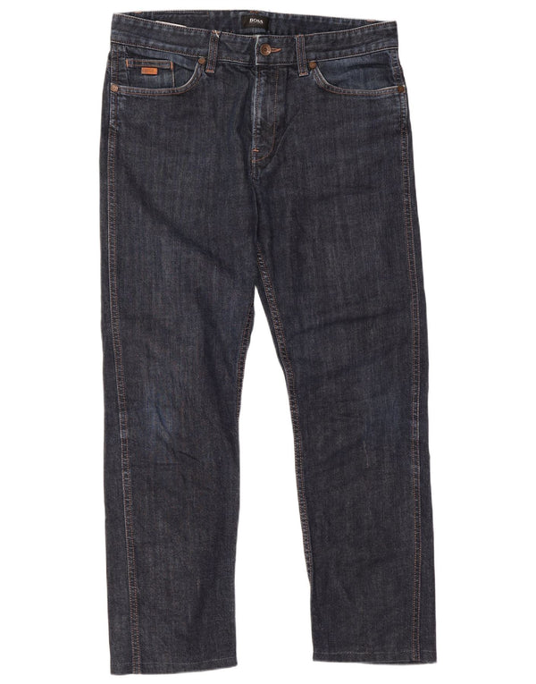 Hugo Boss Damen Straight Jeans W33 L26 Marineblaue Baumwolle