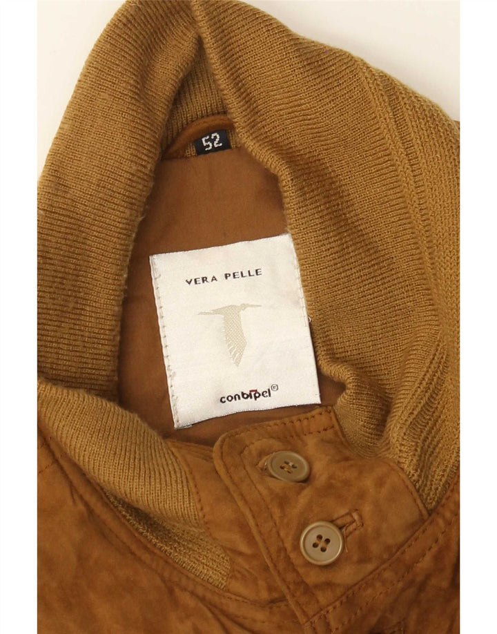 Conbipel Mens Suede Bomber Jacket IT 52 Large Brown Leather