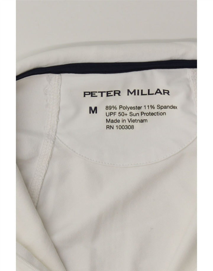 Peter Millar Damen-Pullover-Trainingsanzugoberteil mit Reißverschluss am Hals, mittelweißes Polyester