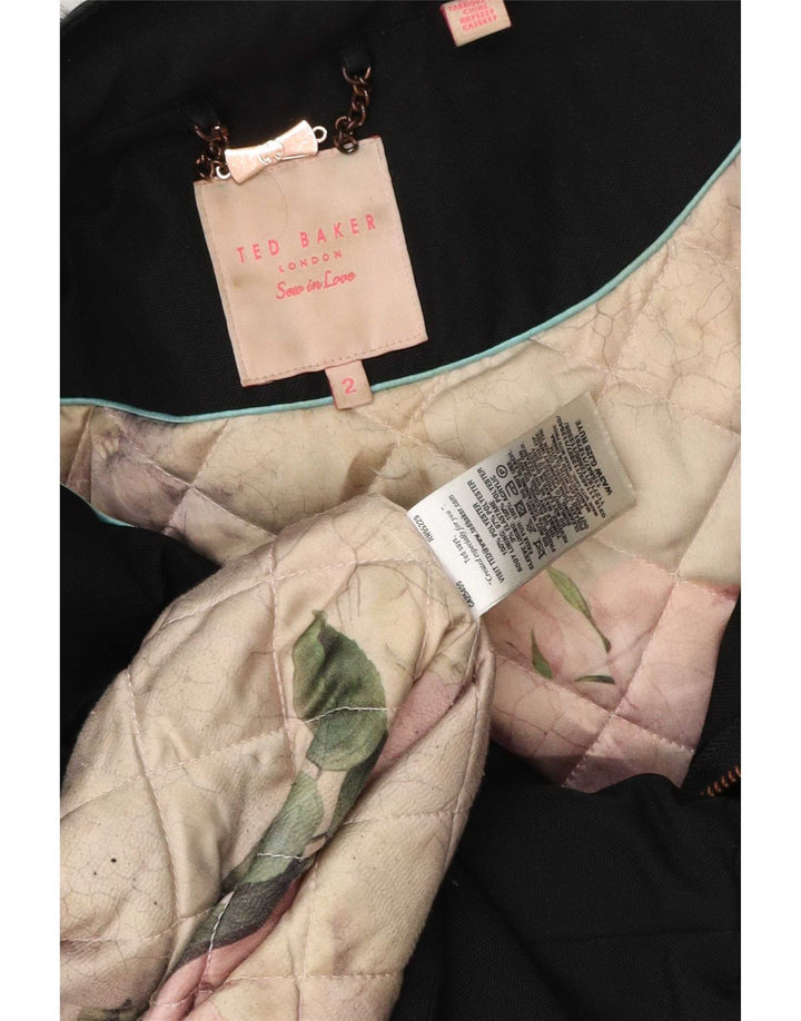 Ted Baker Damen-Parka mit Kapuze, übergroß, Größe 2, klein, schwarzes Polyester