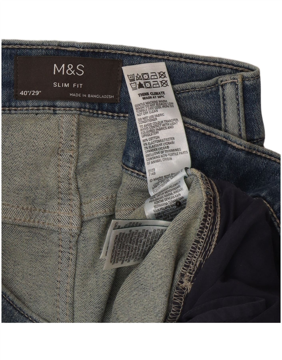 Marks & Spencer Herren Slim Jeans W40 L29 Blaue Baumwolle