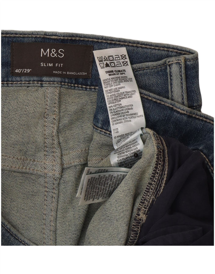 Marks & Spencer Herren Slim Jeans W40 L29 Blaue Baumwolle