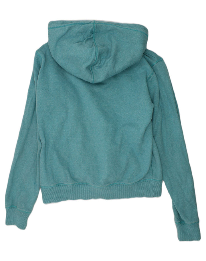 CHAMPION Womens Graphic Hoodie Jumper UK 10 Small Turquoise Cotton | Vintage Champion | Thrift | Second-Hand Champion | Used Clothing | Messina Hembry 