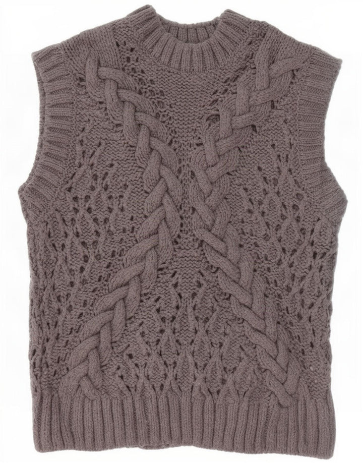 Zara Damen Weste Tank Top UK 10 Small Grau Acryl