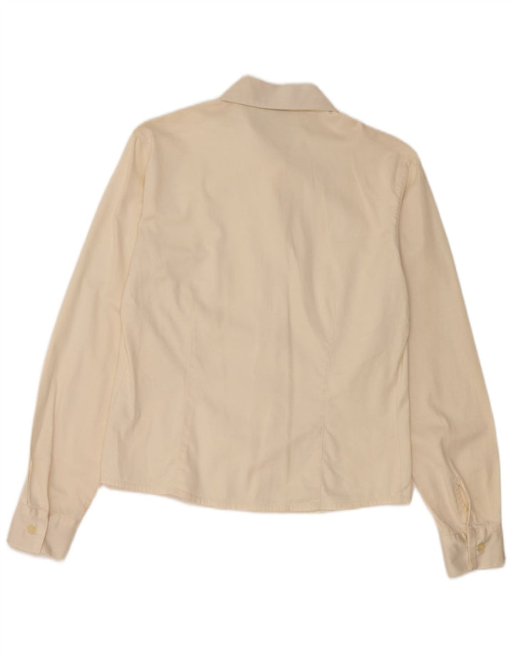 Trussardi Damenhemd UK 10 Small Beige Baumwolle