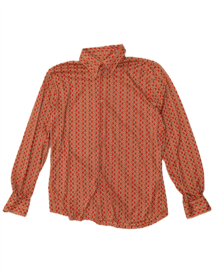 Hacienda Pvblica Herrenhemd Mittelrotes geometrisches Polyester
