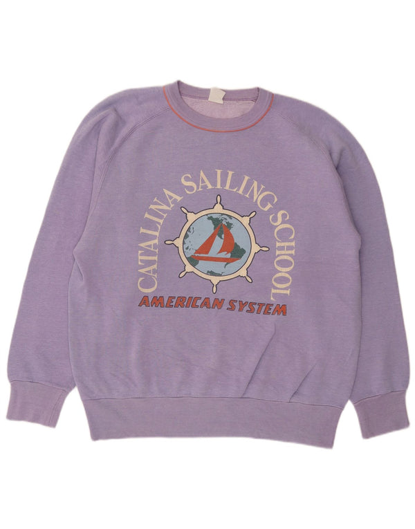 Vintage Damen Grafik Sweatshirt Pullover UK 18 XL Lila