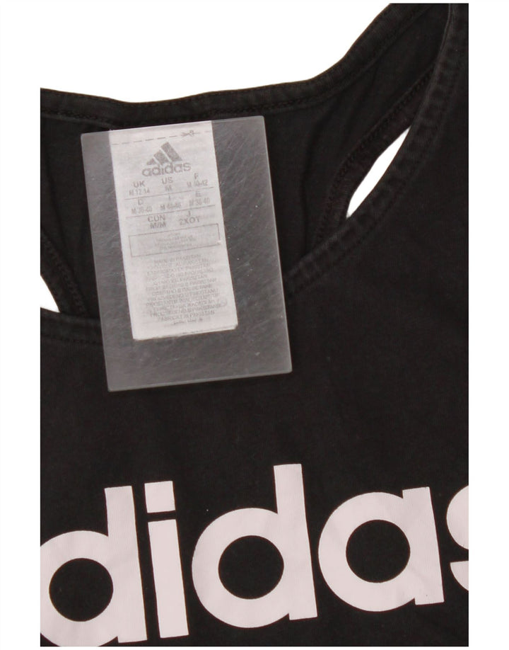 ADIDAS Damen Graphic Vest Top UK 12/14 Mittelschwarze Baumwolle