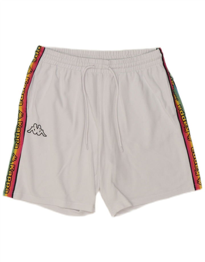 KAPPA Mens Graphic Sport Shorts Large  White Cotton