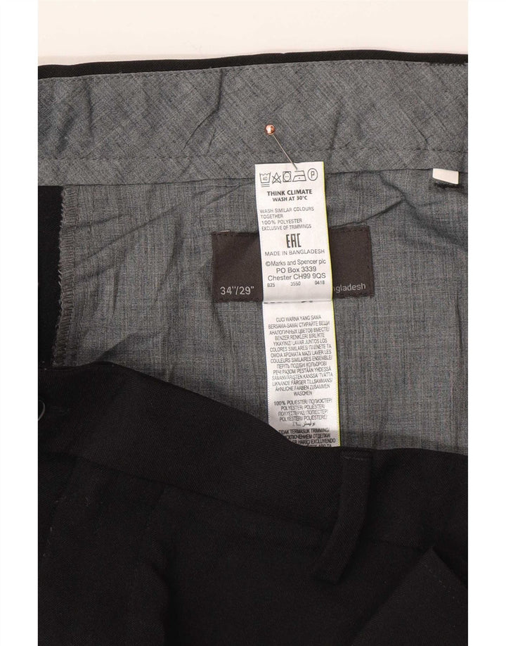 Marks & Spencer Herren-Anzughose, normal, W34, L29, Schwarz, Polyester