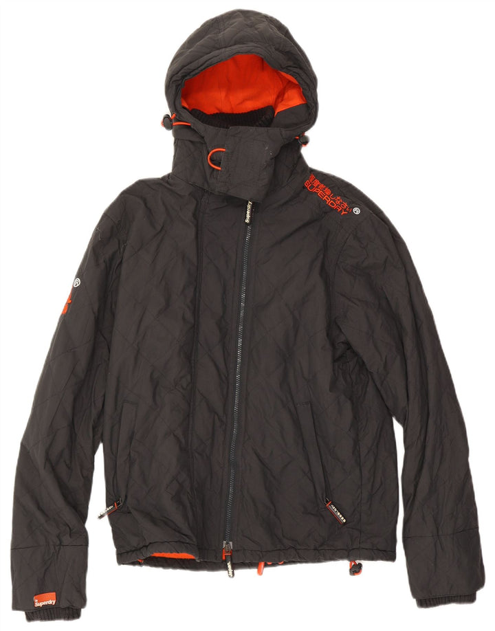 Superdry Herren Windcheater Kapuzen-Windjacke, UK 36, Small, graues Nylon