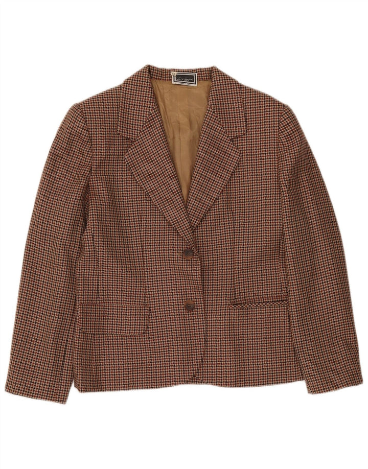 LUISA SPAGNOLI Womens Blazer Jacket IT 44 Medium Brown Houndstooth