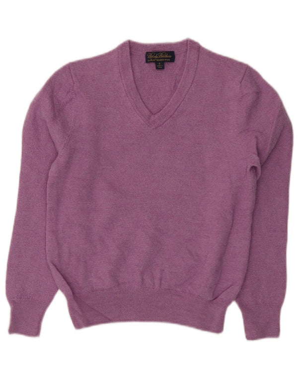 Brooks Brothers Mädchen-Pullover mit V-Ausschnitt, 9–10 Jahre, Größe S, violette Wolle