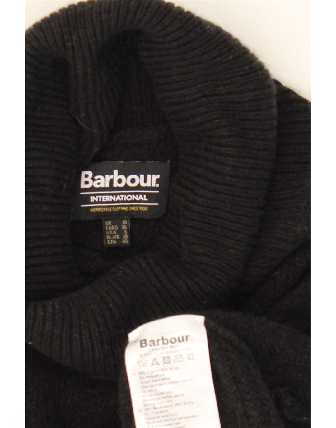 Barbour Damen-Pullover mit Rollkragen, übergroß, Gr. 10, Größe S, Schwarz, Baumwolle