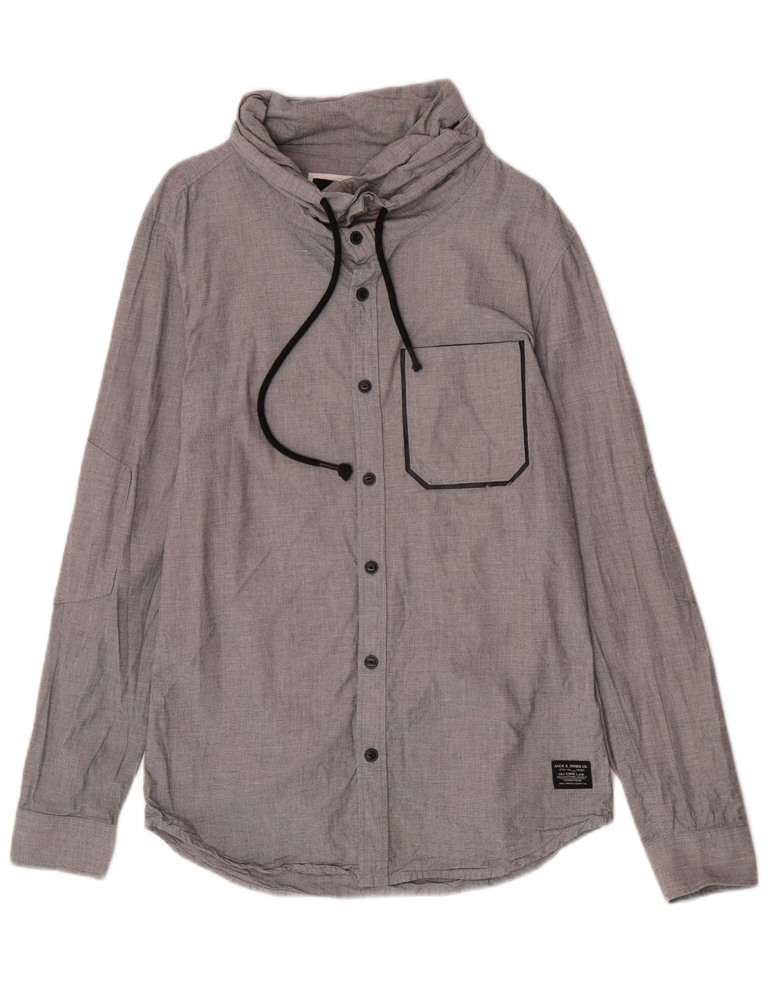 Jack & Jones Herren-Hemd mit Rollkragen, Größe S, Grau, Baumwolle