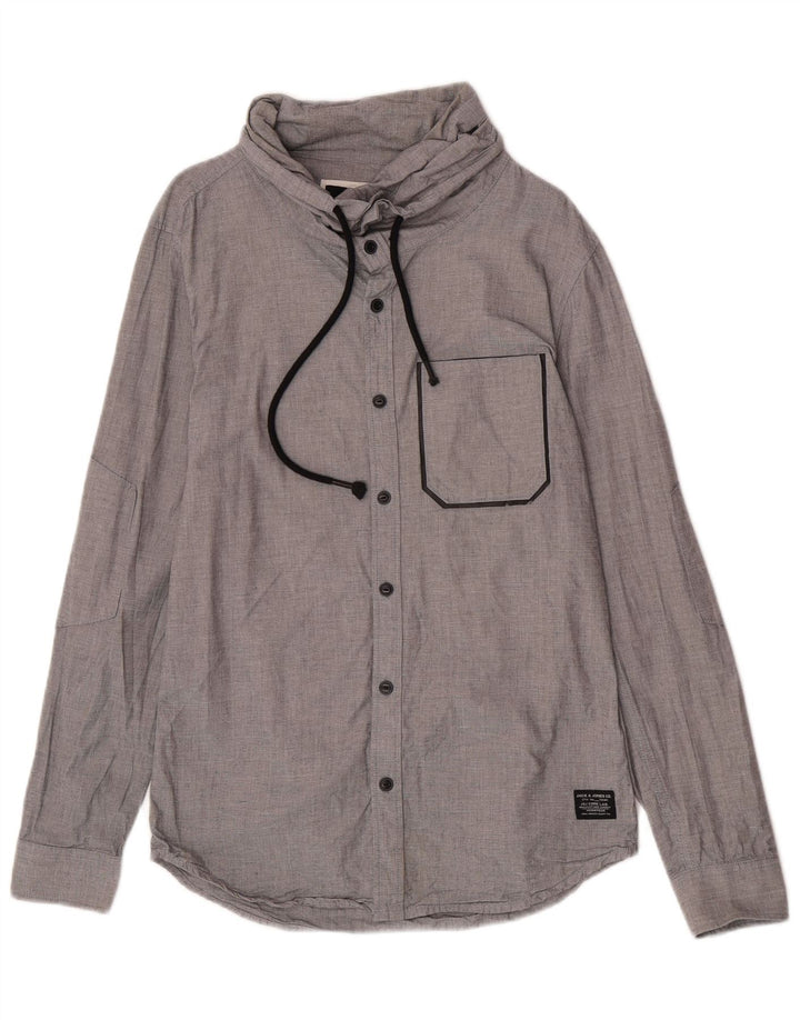 Jack & Jones Herren-Hemd mit Rollkragen, Größe S, Grau, Baumwolle
