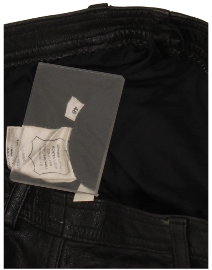 VINTAGE Damenhose mit hoher Taille, IT 46, groß, W28, L32, schwarzes Leder