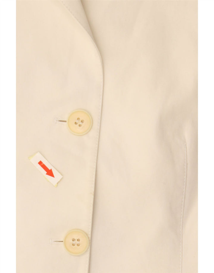 EMPORIO ARMANI Damen 3-Knopf-Blazerjacke IT 44 Mittelweiße Baumwolle