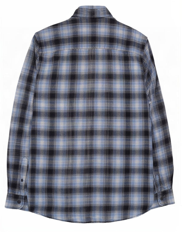 Camargue Herren-Flanellhemd aus mittelblau karierter Baumwolle