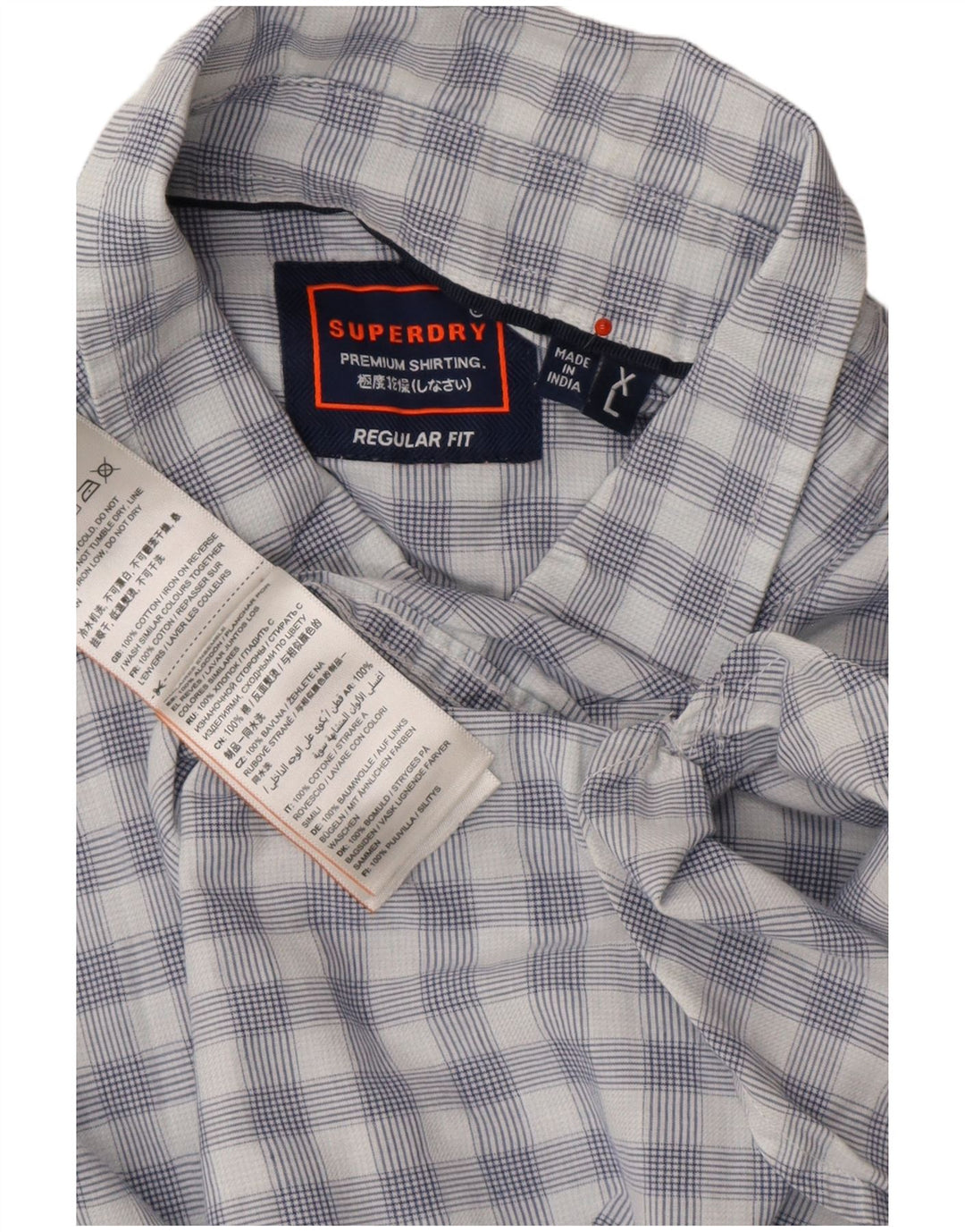 SUPERDRY Herren-Kurzarmhemd mit normaler Passform, XL, blau kariert, Baumwolle