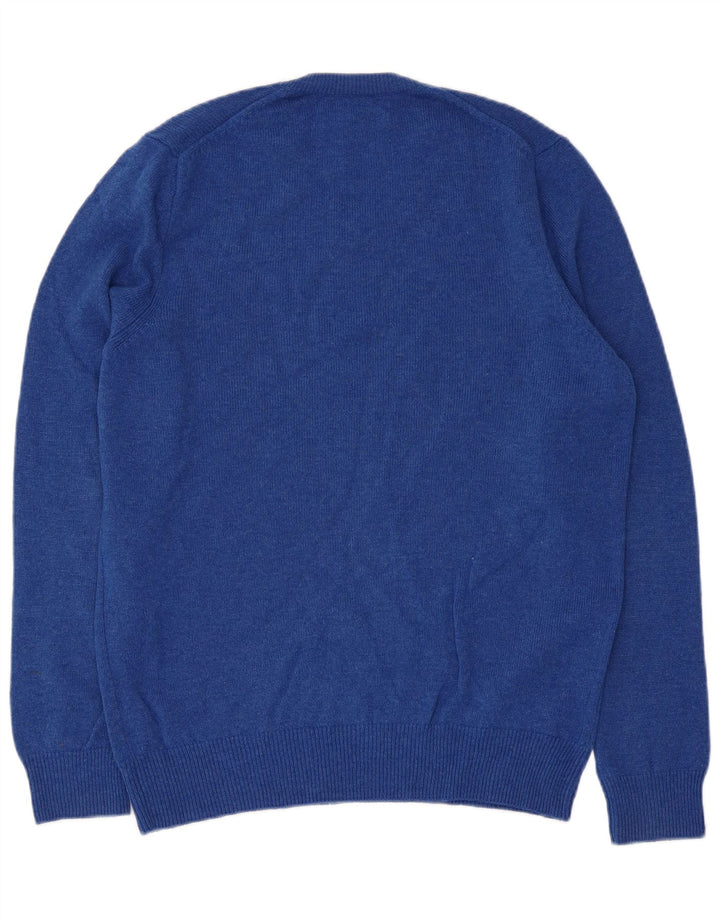 Marks & Spencer Herren-Pullover mit V-Ausschnitt aus mittelblauer Wolle