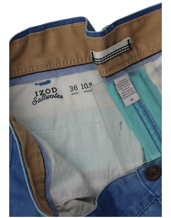 IZOD Herren Salt Water Chino Shorts W36 Große blau gepunktete Baumwolle