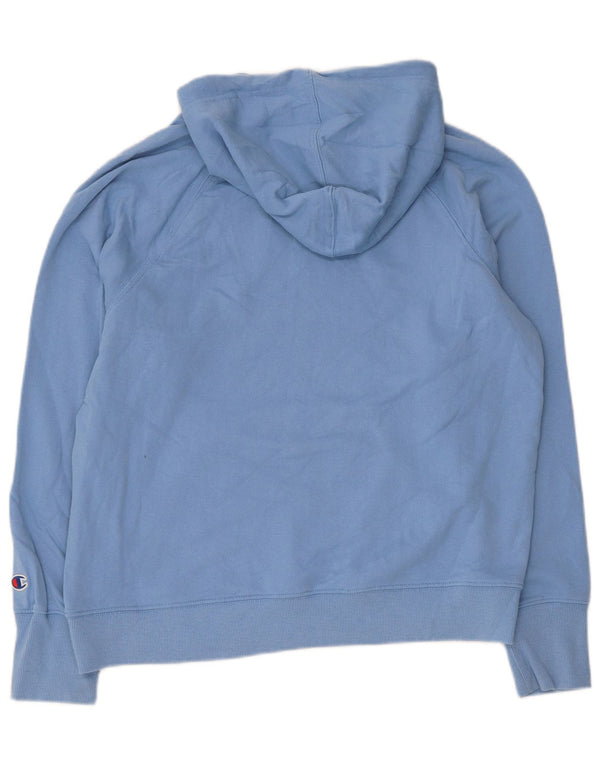 Champion Womens Graphic Hoodie Pullover UK 14 Mittelblaue Baumwolle