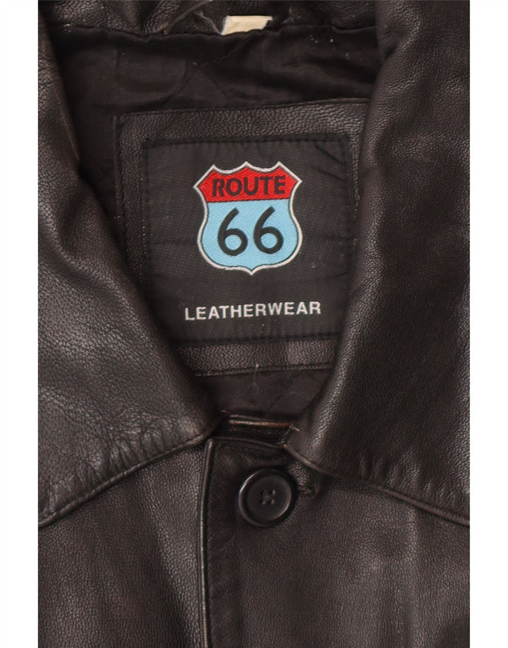 ROUTE 66 Mens Leather Jacket UK 42 XL Black Leather