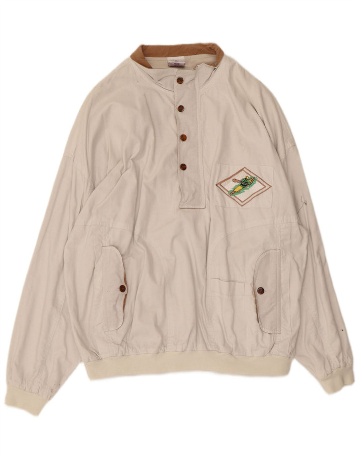 New Fast Herren-Sweatshirt mit Knopfkragen, groß, aus weißer Baumwolle