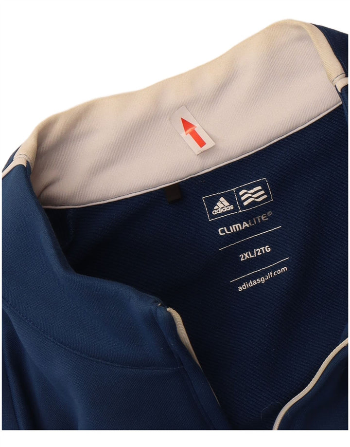 Adidas Herren Climalite Zip Neck Pullover Trainingsanzug Top 2XL Blau Polyester