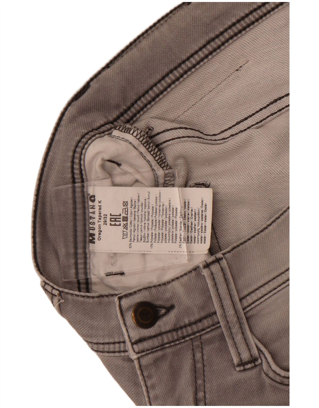 Mustang Herren Slim Jeans W29 L32 Graue Baumwolle