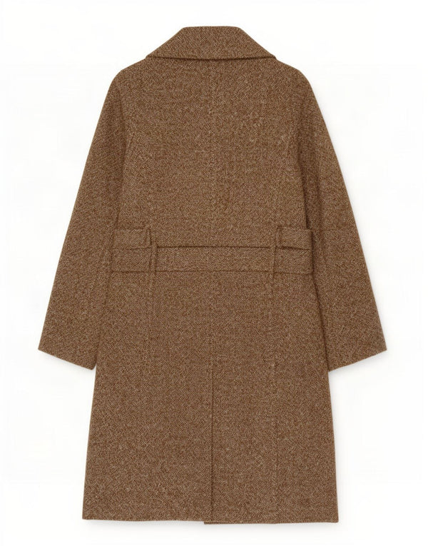 Zara Damen Trenchcoat UK 10 Small Khaki meliert Wolle