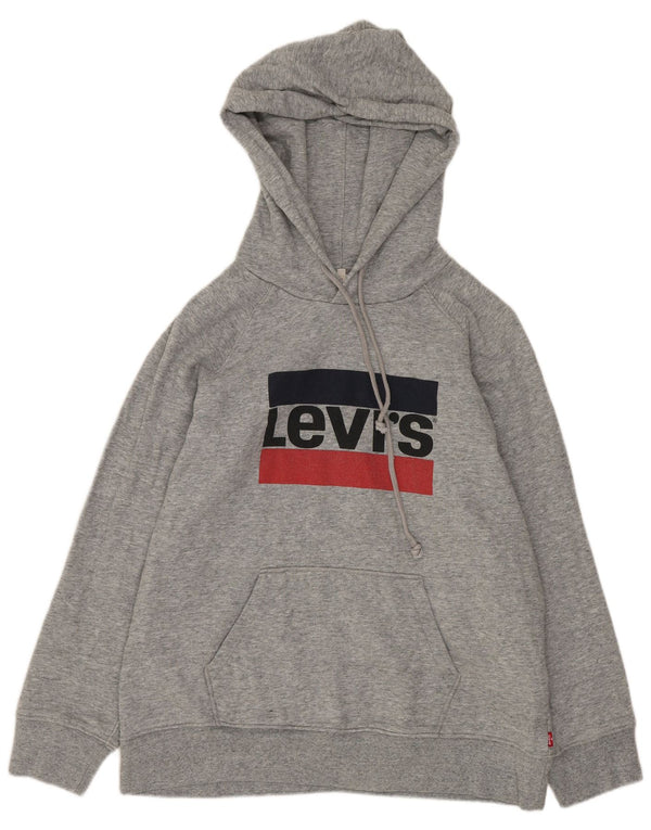 Levi's Damen-Kapuzenpullover mit Grafik, UK 14, mittelgrau gefleckte Baumwolle