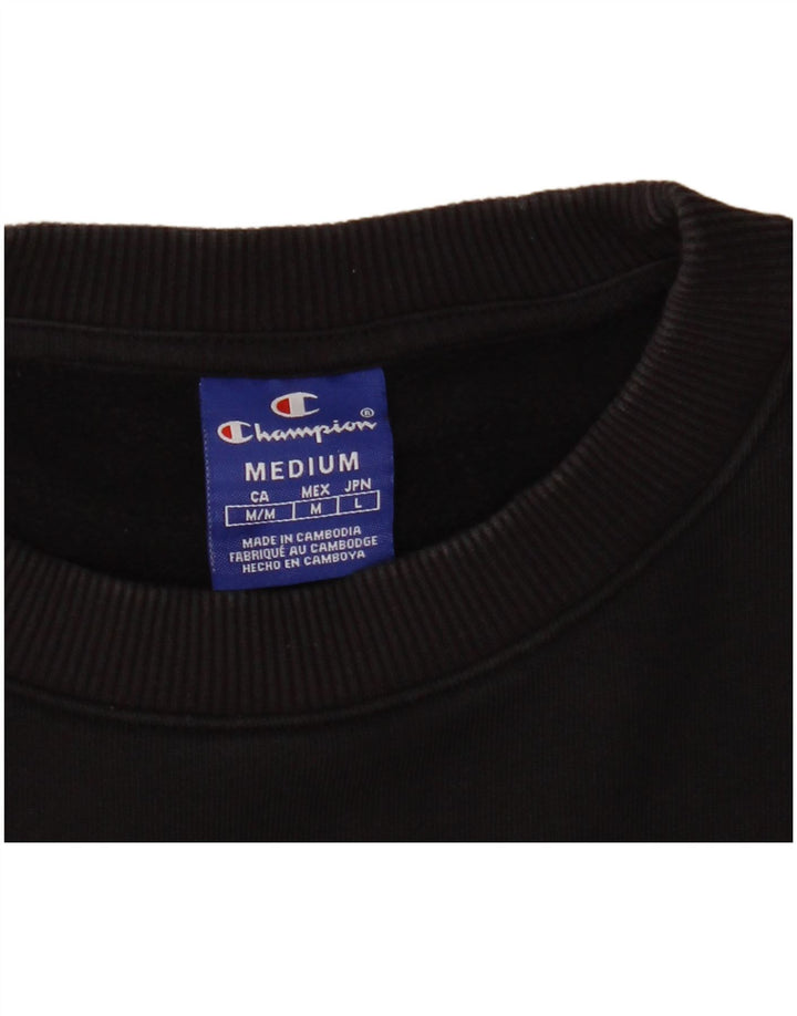 Champion Damen Grafik-Sweatshirt-Pullover UK 14 Medium Schwarz